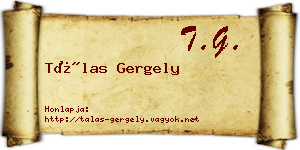 Tálas Gergely névjegykártya